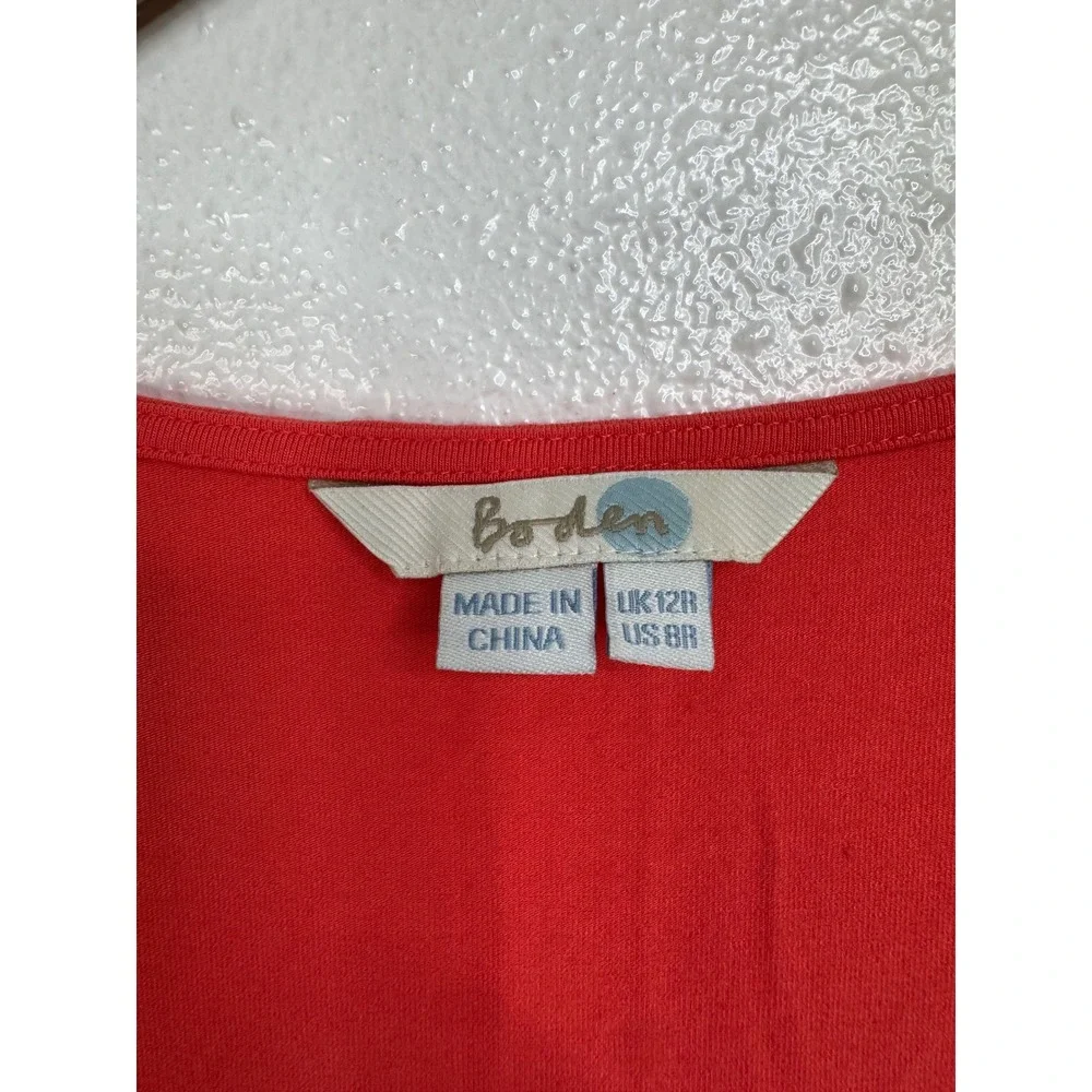 Boden‎ WH799 Coral Red Geometric Medallion Fit Flare Dress Womens Size 8R
